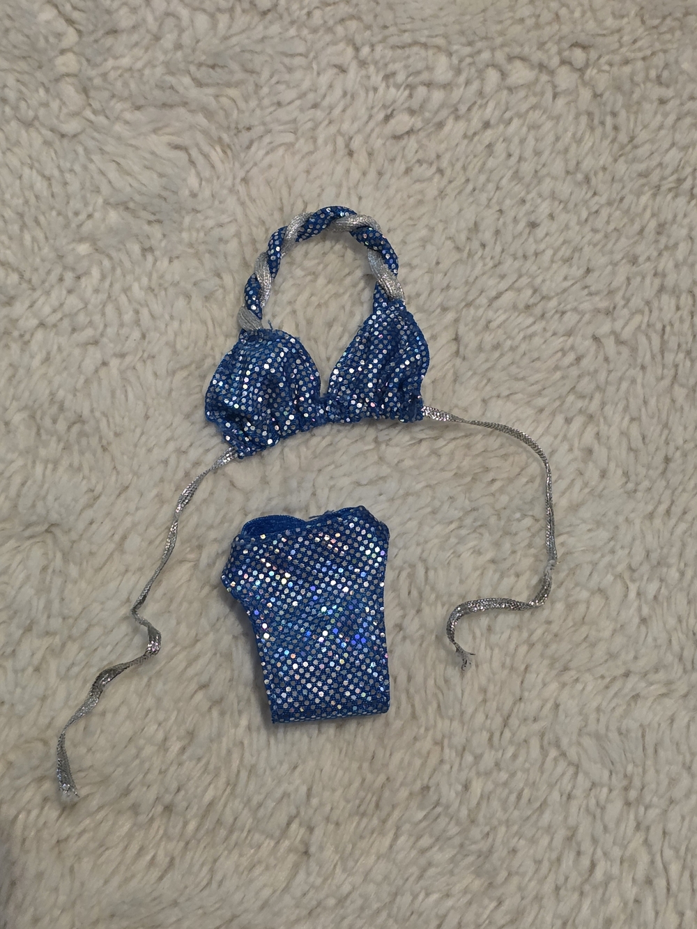 1995 Vintage Barbie Sparkle Beach Bikini 2 Piece Blue Set